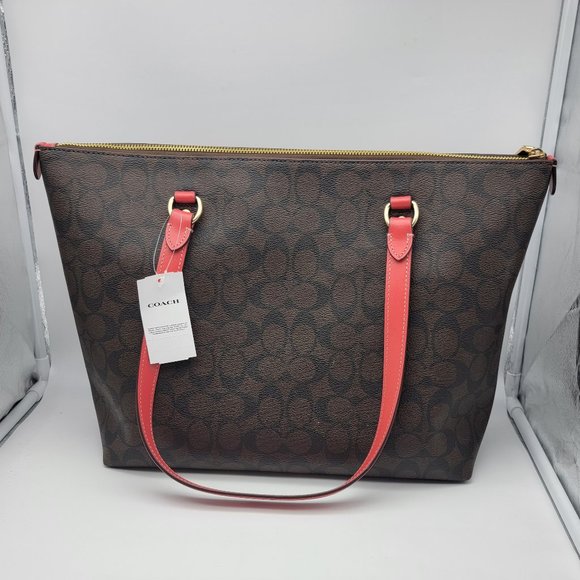 Coach Gallery Tote in Signature Canvas 79609 Brown Watermelon - Picture 2 of 8